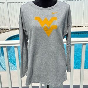 Nike West Virginia Mountaineers Spirit Jersey Heather Gray Long Sleeve Women’s L